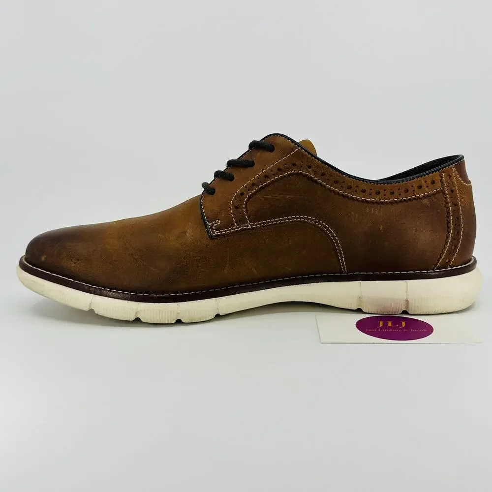 Johnston & Murphy Men's Holden Plain Toe Tan Oiled Leather Oxfords Size 10